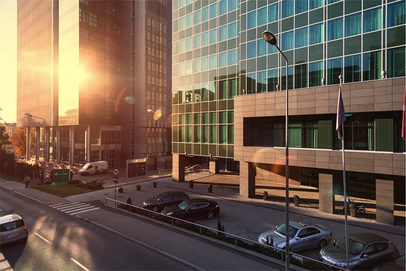 Hotel Andersia w czasie zachodu słońca